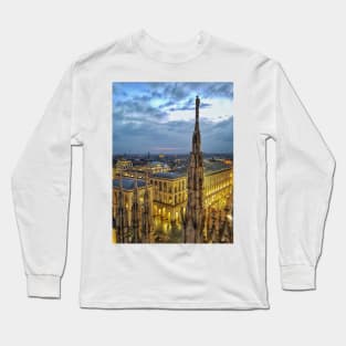 Night View from the Roof of Cathedral in Milan, Duomo Long Sleeve T-Shirt